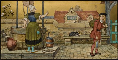 Der Schuljunge, Plakette mit einer Illustration aus Shakespeares Sieben Lebensalter, Minton Ware, Staffordshire, 1874 von Henry Stacey after Marks