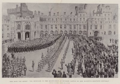 Gott schütze die Königin, die Serenade im Innenhof von Windsor Castle an ihrem achtzigsten Geburtstag von Henry William Brewer