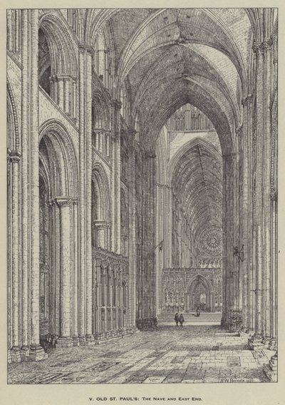 Alte St. Pauls, das Mittelschiff und das Ostende von Henry William Brewer