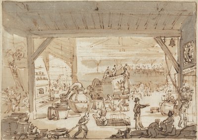 Innenansicht einer Kupferschmiede, Shoe Lane von Henry William Burgess