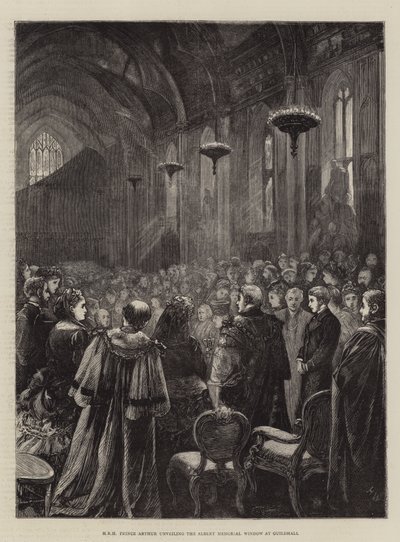 HRH Prinz Arthur enthüllt das Albert-Gedenkfenster in der Guildhall von Henry Woods