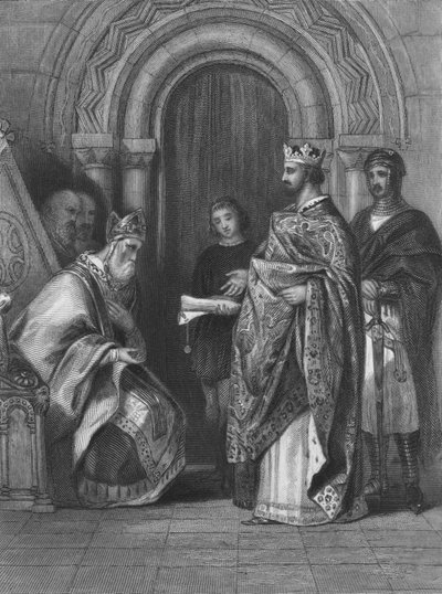 König Heinrich II. von England überreicht die päpstliche Bulle von 1155, die ihm erlaubte, Irland zu erobern, zu regieren und zu beherrschen von Henry after Warren