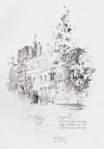 Brasenose College, Oxford, zeigt das Zimmer des englischen Geistlichen und Schriftstellers Reginald Heber von Herbert (after) Railton