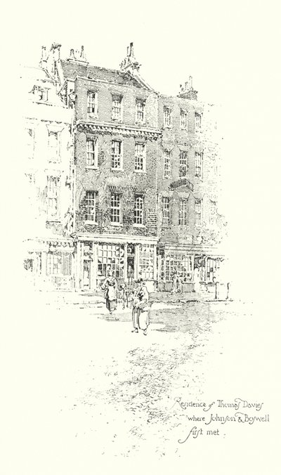 Residenz von Thomas Davies, London, wo Dr. Johnson und James Boswell sich zum ersten Mal trafen von Herbert (after) Railton