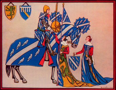Sir Geoffrey Luttrell, seine Frau und Schwiegertochter, ca. 1340, 1926 von Herbert Norris
