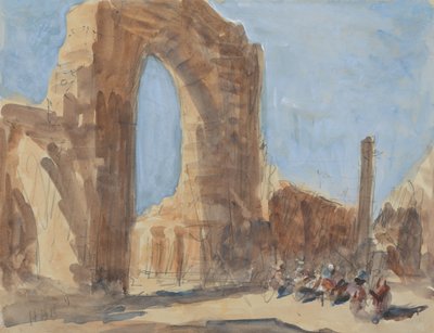 Die Quwwat-ul-Islam-Moschee und die Eiserne Säule von Delhi, Qtub Minar Komplex von Hercules Brabazon Brabazon