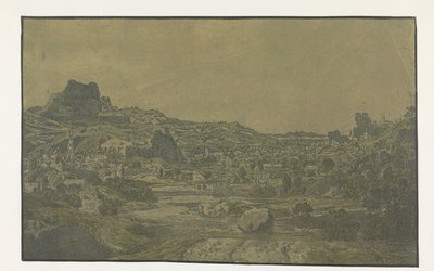 Tal mit einem Fluss und einer Stadt mit vier Türmen von Hercules Segers