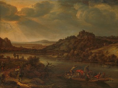 Flussansicht mit Fähre von Herman the Younger Saftleven
