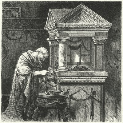 Opfergaben in einem Tempel im antiken Rom von Hermann Vogel