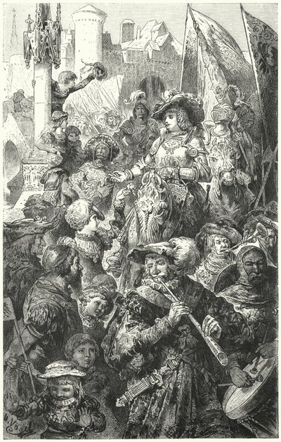 Prozession von Landsknechten, die in den Krieg ziehen, 16. Jahrhundert von Hermann Vogel