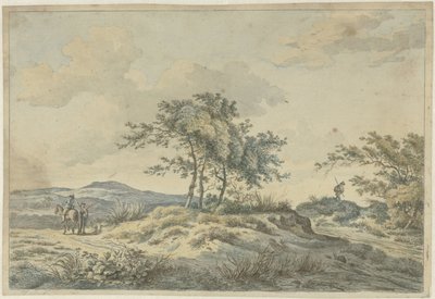 Landschaft mit Reiter und Fußgänger von Hermanus Fock