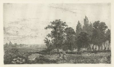 Mann und Frau an einem Bach am Waldrand von Hermanus Jan Hendrik van Rijkelijkhuysen