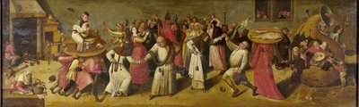 Kampf zwischen Karneval und Fasten von Hieronymus (after) Bosch