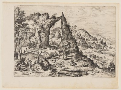 Juda und Tamar, aus Landschaften mit biblischen und mythologischen Szenen von Hieronymus Cock