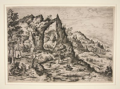 Judas und Thamar, aus Landschaften mit biblischen und mythologischen Szenen von Hieronymus Cock