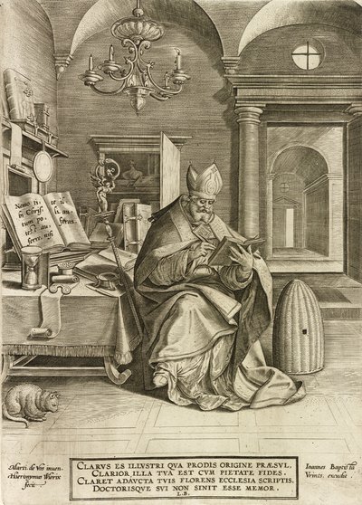 Heiliger Ambrosius, aus der Serie Die vier Kirchenväter von Hieronymus or Jerome Wierix
