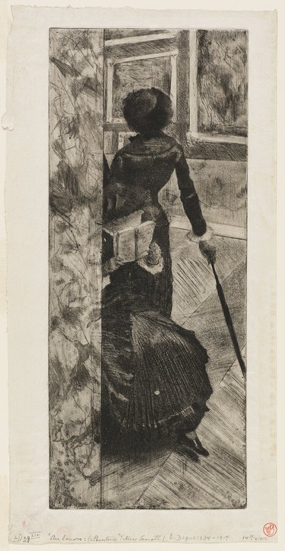 Mary Cassatt in der Gemäldegalerie im Louvre von Hilaire Germain Edgar Degas