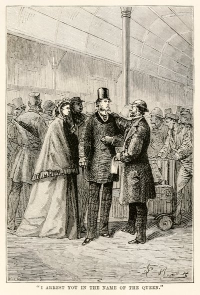 Ich verhaftete Sie im Namen der Königin, aus In 80 Tagen um die Welt von Jules Verne (1828-1905), 1873 von Hippolyte Leon after Benett