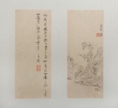 Landschaften, Figuren und Blumen, datiert 1618-22 (Album von zwölf Blättern) von Hongshou Chen