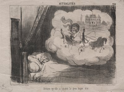Aktualitäten (Nr. 238): Träumend, dass sie viele Goldbarren gewonnen hatte von Honoré Daumier