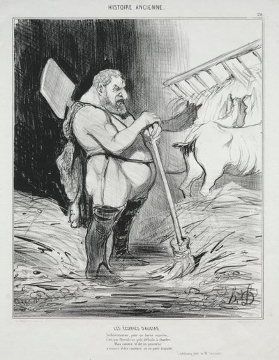 Alte Geschichte, Tafel 26: Der Stall des Augias, 25. September 1842 von Honoré Daumier