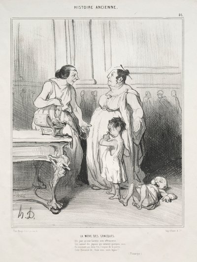 Alte Geschichte, Tafel 46: Die Mutter der Gracchi, 1842 von Honoré Daumier