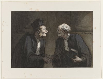 Deux avocats: la poignée de main (Zwei Anwälte: der Handschlag) von Honoré Daumier