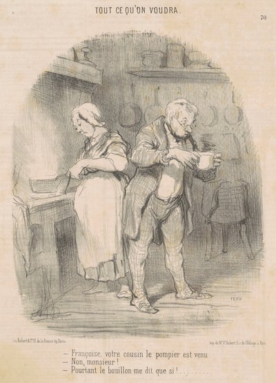 François, dein Cousin der Feuerwehrmann war da... von Honoré Daumier