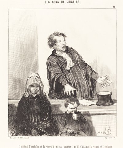 Er verteidigt die Waise und die Witwe, es sei denn... von Honoré Daumier
