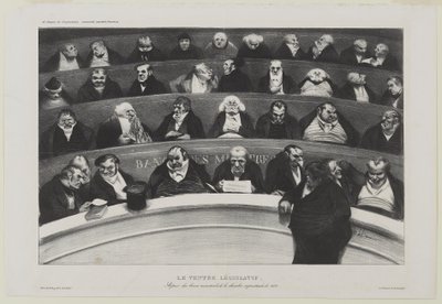 Le Ventre Législatif: Aspect des bancs ministériels de la chambre improstituée de 1834 von Honoré Daumier