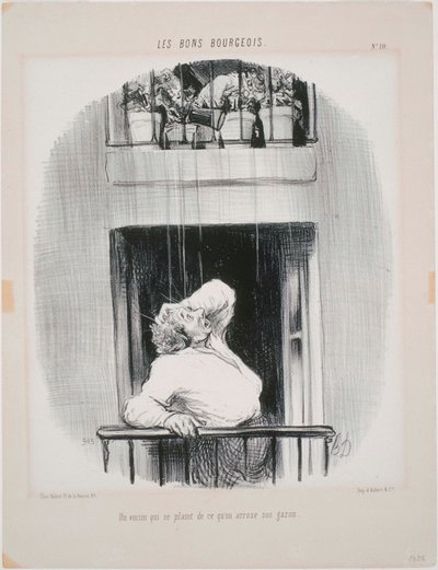 Die guten Bürger: Ein Nachbar, der sich beschwert, dass man gießt von Honoré Daumier