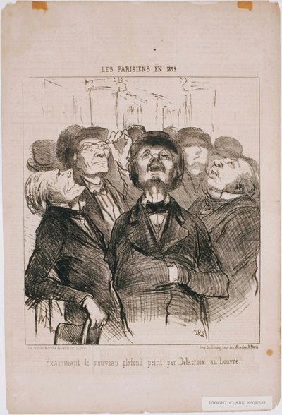 Die Pariser im Jahr 1852: Das neue Deckengemälde betrachtend...Von Delacroix von Honoré Daumier