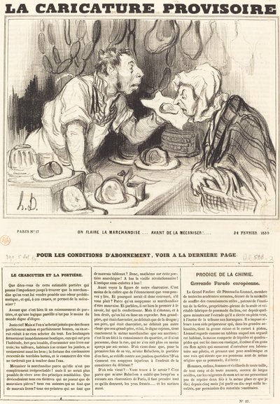 Man schnuppert an der Ware... bevor man sie mechanisiert!... von Honoré Daumier