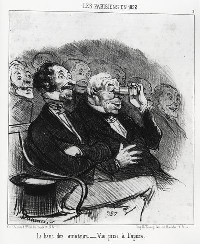 Pariser im Jahr 1852: die Bank der Amateure, Ansicht in der Oper. Illustration von Honore Daumier (1808-1879), veröffentlicht in den Nachrichten, „Charivari“, datiert 15. Januar von Honoré Daumier