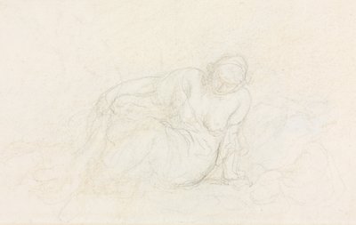 Liegende Frau, die sich auf ihren Arm stützt, verso, 1855-60 von Honoré Daumier