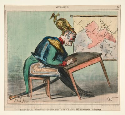 Auch seine kleine Tabelle konsultierend von Honoré Daumier