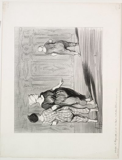 Die Badenden, Platte 15: Es ist wieder sie, eine hübsche Mode, Madame Coquardeau! von Honoré Daumier