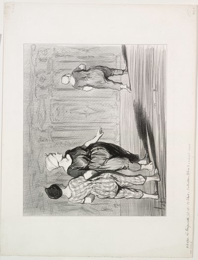 Die Badenden, Platte 15: Es ist wieder sie, eine hübsche Mode, Madame Coquardeau!, 1847 von Honoré Daumier