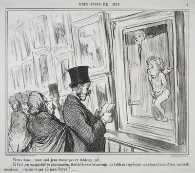 Die Ausstellung von 1859 (Platte 11): Komm her, mein Freund, ich finde dieses Gemälde nicht schön von Honoré Daumier