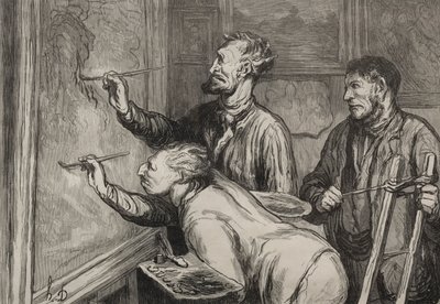 Die Maler: Der letzte Pinselstrich, Ausstellung von 1868 von Honoré Daumier