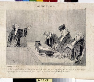 Die Leute der Justiz. Karikatur von Honore Daumier, aus der Zeitung Le Charivari von Honoré Daumier