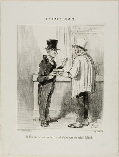 Ein Verteidiger am Schiedsgericht bespricht Geschäfte in seinem üblichen Büro, Platte 27 aus Les Gens De Justice von Honoré Victorin Daumier