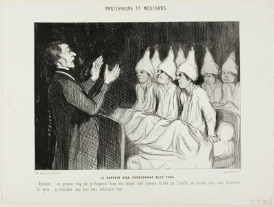 Das Schlafsaal einer angesehenen Internatsschule, Platte 14 aus Professeurs et Moutards (Professoren und Bengel) von Honoré Victorin Daumier