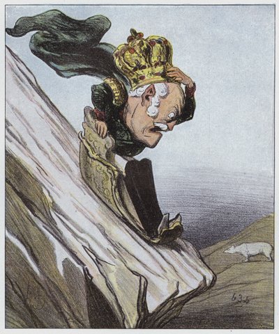 Auf einem etwas gefährlichen Hang (Farblitho) von Honore (after) Daumier