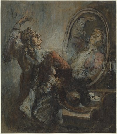 Schauspieler vor einem Spiegel von Honore Daumier