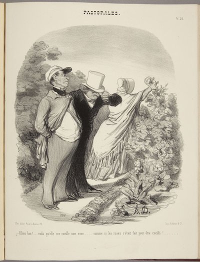 Na schön!...jetzt pflückt sie mir eine Rose...als wären Rosen zum Pflücken da!... von Honoré Daumier