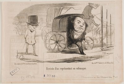 Ankunft eines Abgeordneten in einer Kutsche, die Schnecke genannt wird von Honoré Daumier