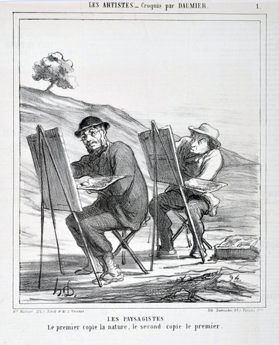Die Landschaftsmaler. Der erste kopiert die Natur, der zweite kopiert den ersten von Honoré Daumier