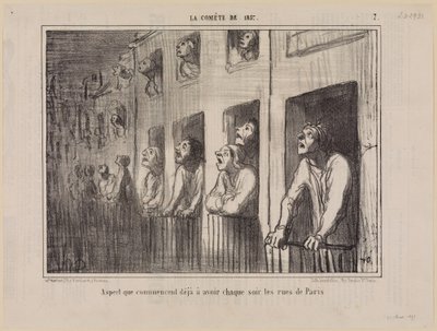 Aussehen, das die Straßen von Paris jeden Abend schon haben (Der Komet von 1857, Blatt 7) von Honoré Daumier