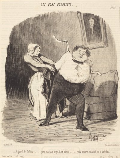 Dieser Schurke von einem Schneider... schon wieder ein Anzug... eingelaufen! von Honoré Daumier
